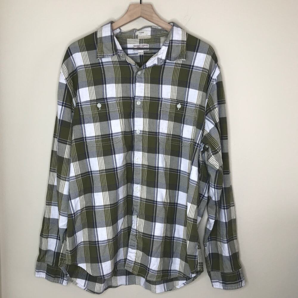 J.Crew Wallace & Barnes Button Plaid Flannel Shirt Camp Cabincore Dad Size XXL